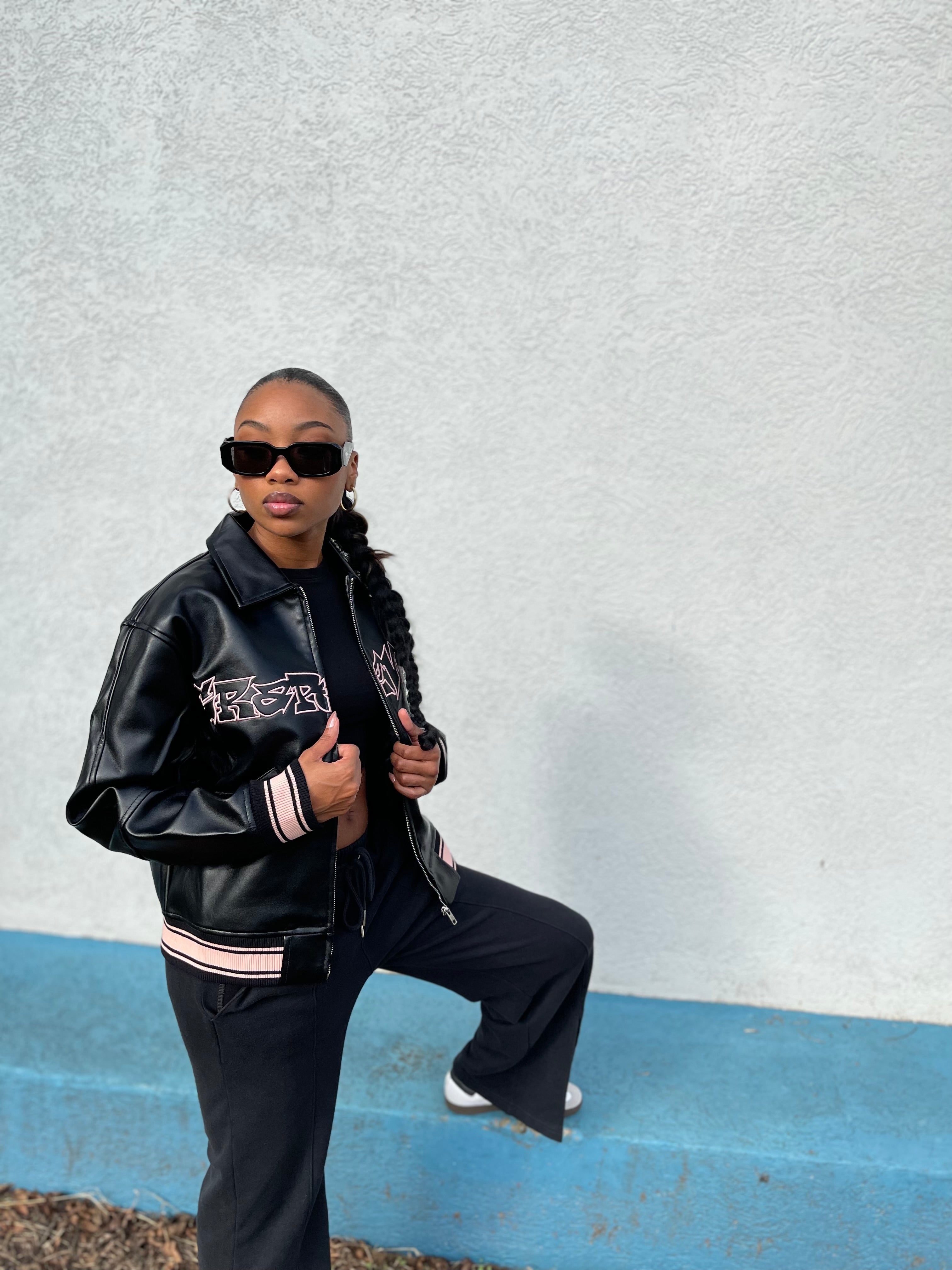 “GPVN”Leather Varsity jacket