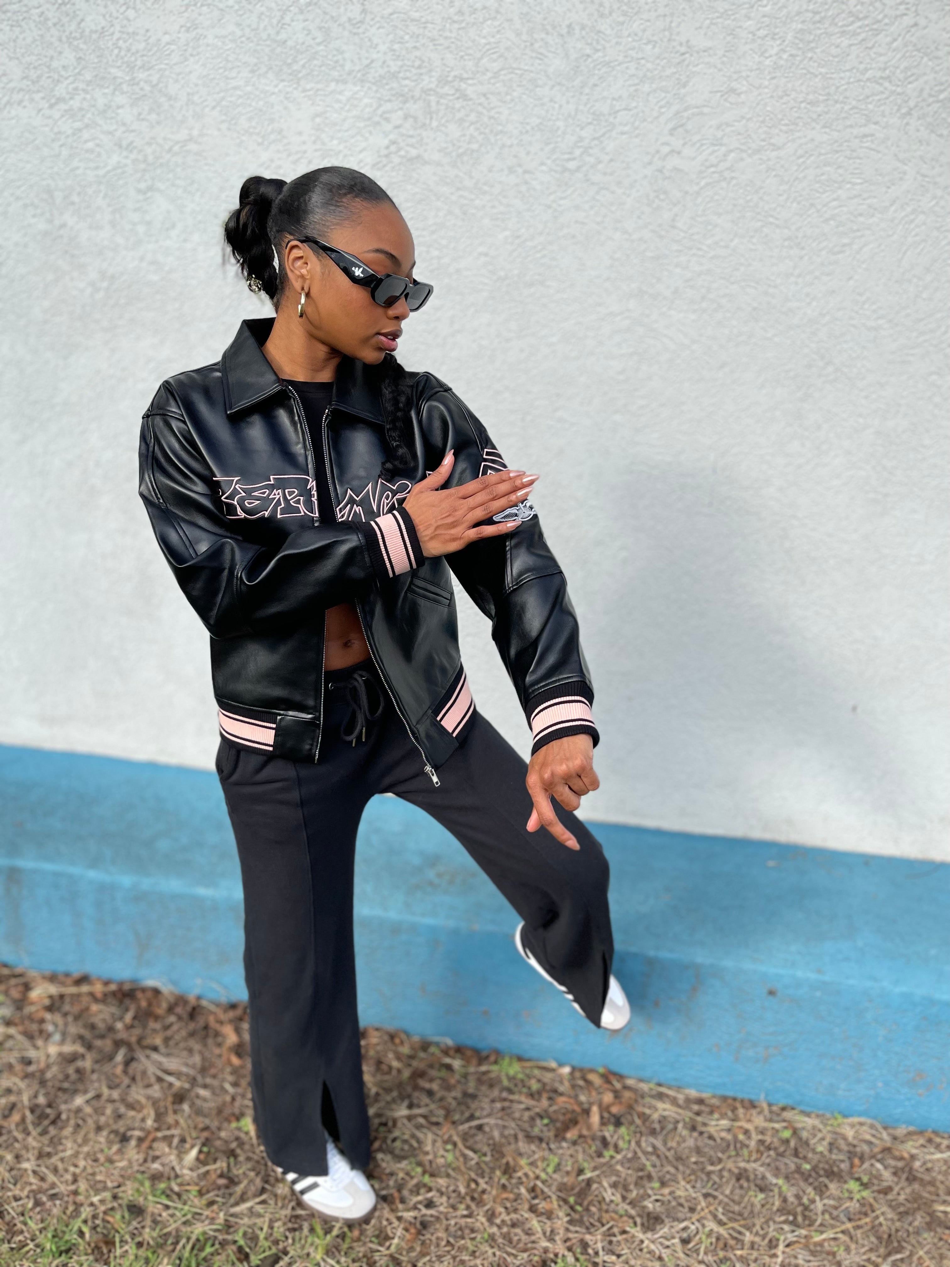 “GPVN”Leather Varsity jacket