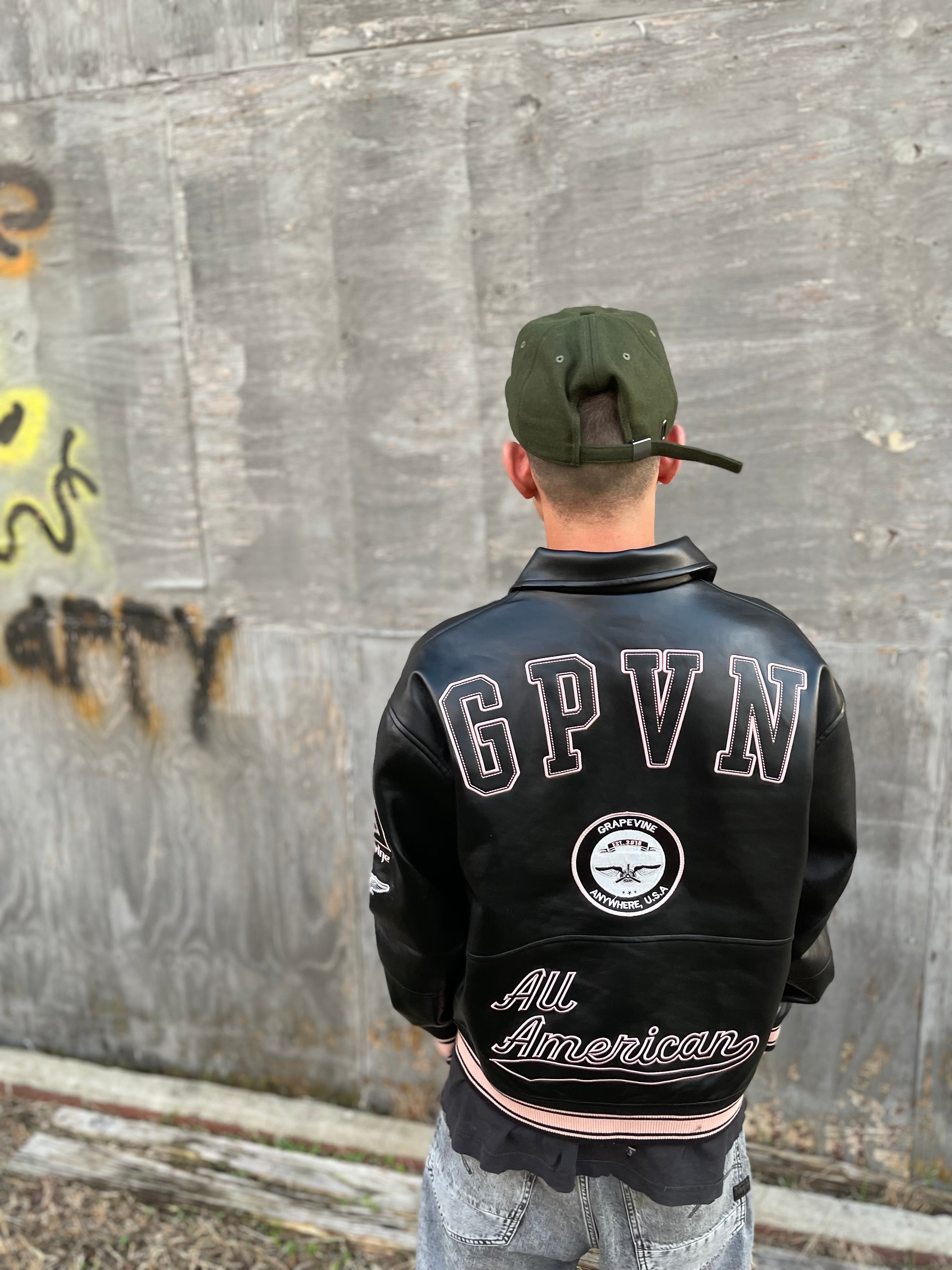 “GPVN”Leather Varsity jacket