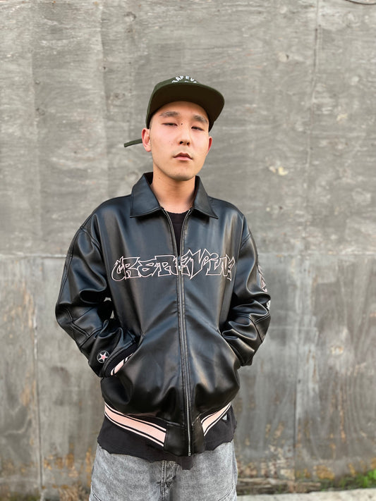 “GPVN”Leather Varsity jacket